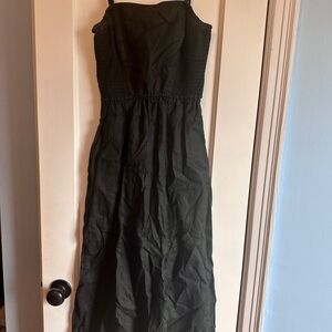 Unsubscribed Smocked Strappy Tank Black Dress